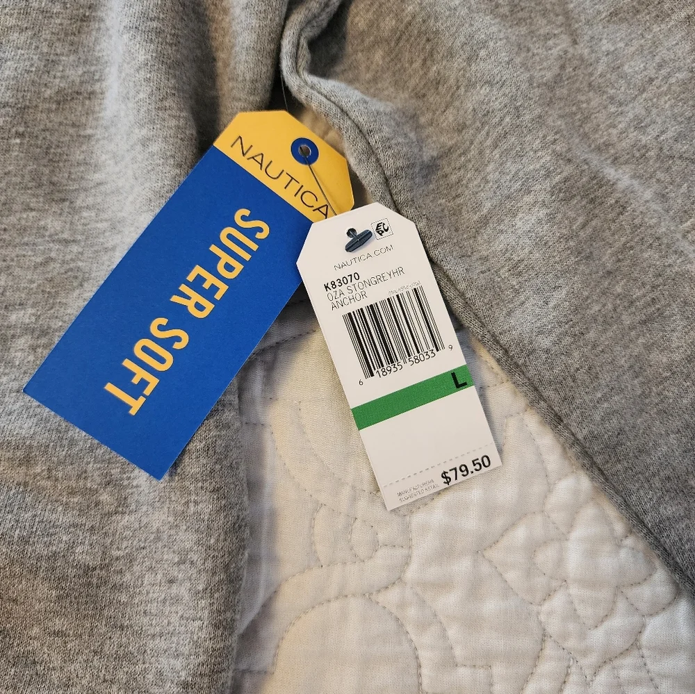 Nautica Gray Zip-Up Sweater Soft Casual Design - Picture 3 of 9